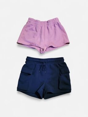 Casual Drawstring Shorts - Navy & Lilac